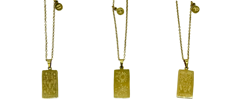 Pendentifs du Zodiaque en Acier Inoxydable Plaqué Or 18K