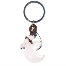 Charger l'image dans la galerie, PORTE-CLÉS LUNE: QUARTZ ROSE