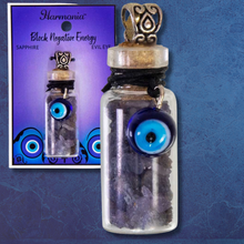 Charger l'image dans la galerie, COLLIER BOUTEILLE AVEC PEPITES SAPHIR et OEIL PROTECTION