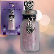 Charger l'image dans la galerie, COLLIER BOUTEILLE AVEC QUARTZ ROSE ET MAIN GUERISON