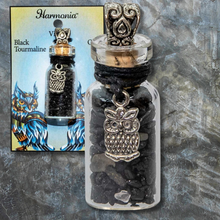Charger l'image dans la galerie, COLLIER BOUTEILLE AVEC PEPITES TOURMALINE ET HIBOU