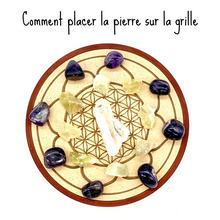 Charger l'image dans la galerie, Grille de Cristal sur plaque de Bois, Guérison