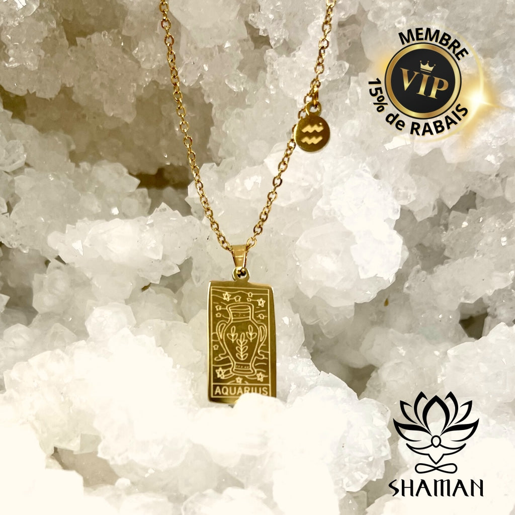 Plaqué Or Collier Signe Astrologique Verseau Or Pendentif Verseau