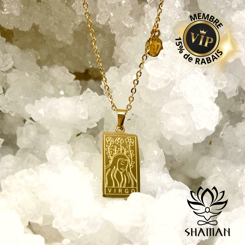 Pendentif Zodiaque Vierge En Or Double Plaqué - Grand Modèle Horoscope - Bijou Détail Rompu élégant