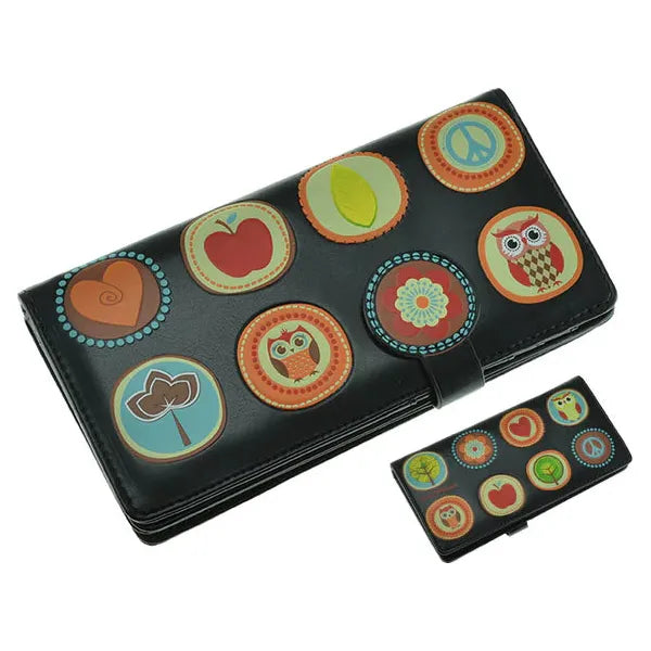 Porte-monnaie Fille Motif Chouette – Simili Cuir Vernis Blanc/marron – Catseye – Neuf