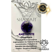 Charger l'image dans la galerie, Améthyste Coeur Sur Chaine Pendentifs Shaman