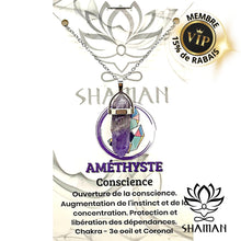 Charger l'image dans la galerie, Améthyste Double Pointe Sur Chaine Pendentifs Shaman