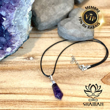 Charger l'image dans la galerie, Améthyste En Pointe De Diamant Sur Cordelette Pendentifs Shaman
