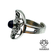 Charger l'image dans la galerie, Bague Avec Pierre De Améthyste Avec Fleur Lotus Ajustable Bague