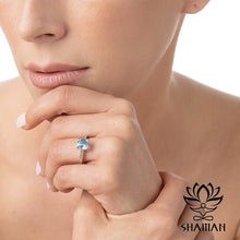 Charger l'image dans la galerie, Bague En Or Jaune 10 Carats Topaze Bleue Et Diamants Bagues
