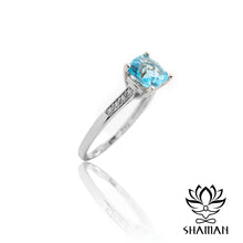 Charger l'image dans la galerie, Bague En Or Jaune 10 Carats Topaze Bleue Et Diamants Bagues
