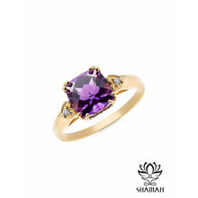 Charger l'image dans la galerie, Bague En Or Jaune 10 Carats Améthyste Et Diamants Bagues