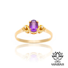 Charger l'image dans la galerie, Bague En Or Jaune 10 Carats Avec Améthyste Et Diamants Bagues