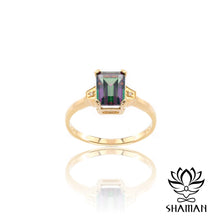 Charger l'image dans la galerie, Bague En Or Jaune 10 Carats Avec Topaze Mystique Et Diamants Bagues
