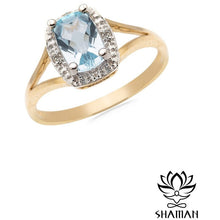 Charger l'image dans la galerie, Bague En Or Jaune 10 Carats Topaze Bleue Et Diamants Bagues
