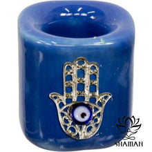 Charger l'image dans la galerie, Bougeoirs Ornement Pour Mini Chandelles Rituel Main De Fatima/bleu Bougeoir