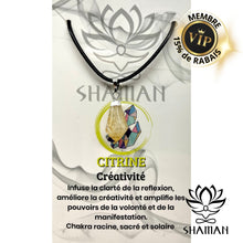 Charger l'image dans la galerie, Citrine En Pointe De Diamant Sur Cordelette Pendentifs Shaman