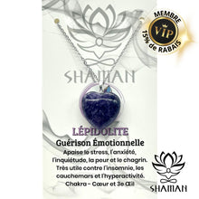 Charger l'image dans la galerie, Lépidolite Coeur Sur Chaine Pendentif Pierre