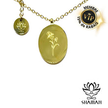 Charger l'image dans la galerie, Ma Fleur De Naissance Iris (Février) Plaqué Or 18K Pendentif Fleur Naissance Shaman