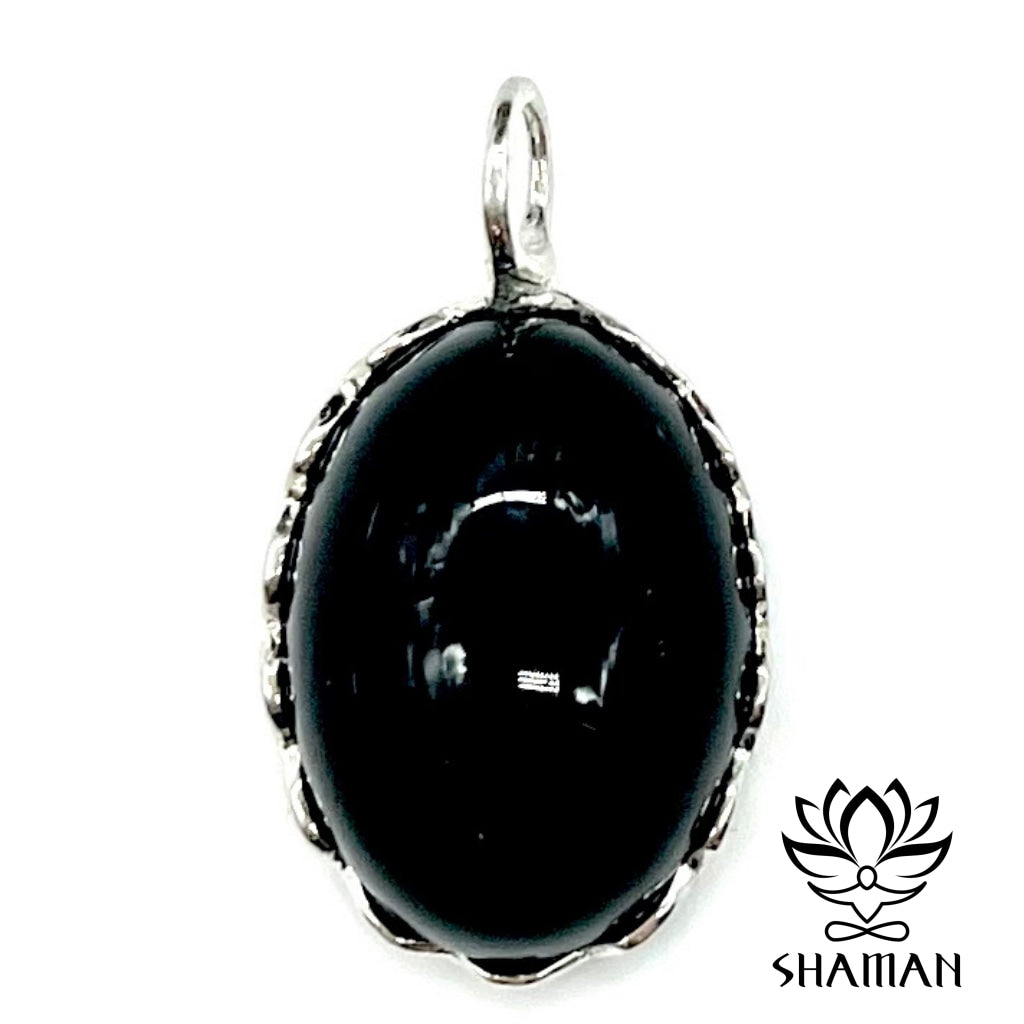 Pendentif Obsidienne Noire Calendrier Maya Rond – Protection Puissante – Lithothérapie France Minéraux