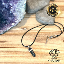 Charger l'image dans la galerie, Obsidienne Noire Double Pointe Sur Cordelette (2) Pendentifs Shaman