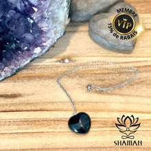 Charger l'image dans la galerie, Oeil De Tigre Bleu Coeur Sur Chaine Pendentifs Shaman