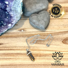 Charger l'image dans la galerie, Oeil De Tigre Double Pointe Sur Chaine Pendentifs Shaman