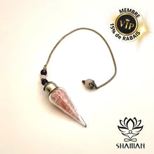 Charger l'image dans la galerie, Pendule En Forme De Goutte Verre Pierres Et Quartz Rose Pendule