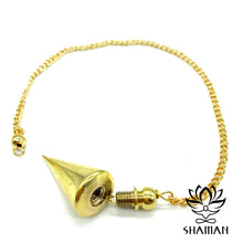 Charger l'image dans la galerie, Pendule Témoin Divinatoire Cône En Laiton Doré Pendule