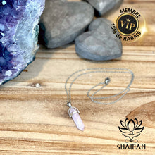Charger l'image dans la galerie, Quartz Rose Double Pointe Sur Chaine Pendentifs Shaman