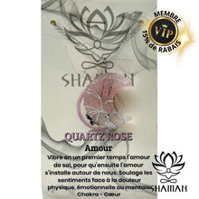 Charger l'image dans la galerie, Quartz Rose En Lune Sur Chaine Pendentifs Shaman