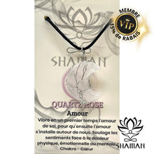 Charger l'image dans la galerie, Quartz Rose En Lune Sur Cordelette Pendentifs Shaman