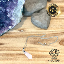 Charger l'image dans la galerie, Quartz Rose En Pointe De Diamant Sur Chaine Pendentifs Shaman
