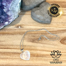Charger l'image dans la galerie, Sélénite Coeur Sur Chaine Pendentifs Shaman