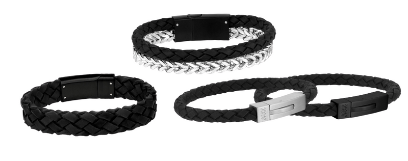 Bracelets en Cuir et Acier Inoxydable ARZ Steel