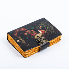 Charger l&#39;image dans la galerie, Carnet de Voyage en Cuir Vintage avec Pages Imprimées Renard

