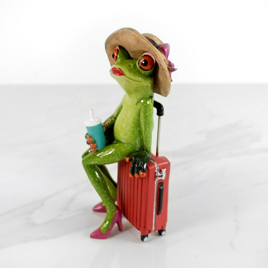 GRENOUILLE assise sur une valise