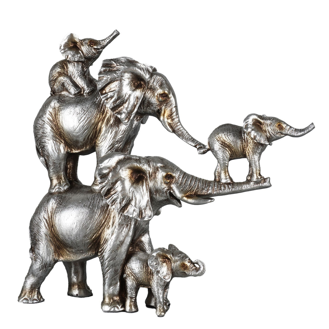 FAMILLE de 5 ÉLÉPHANTS 9x3x8