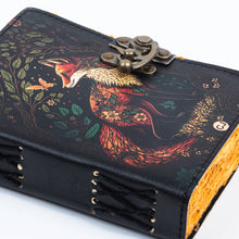 Charger l&#39;image dans la galerie, Carnet de Voyage en Cuir Vintage avec Pages Imprimées Renard
