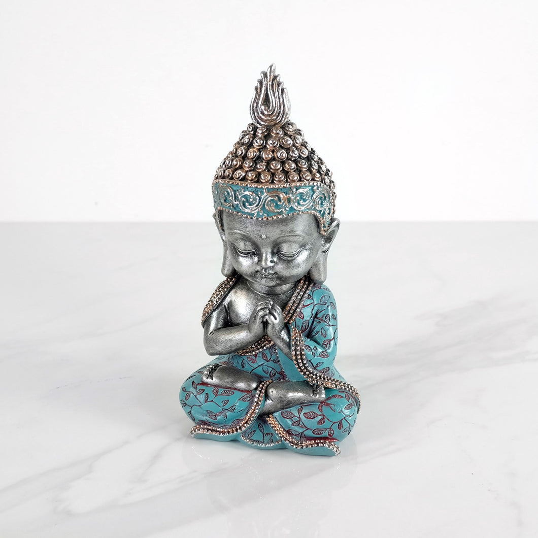 BOUDDHA DE MÉDITATION (bleu/gris) 3x3x6