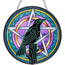Charger l&#39;image dans la galerie, VERRE-CAPTEUR SOLEIL-CORBEAU &amp; PENTACLE 6″DIA
