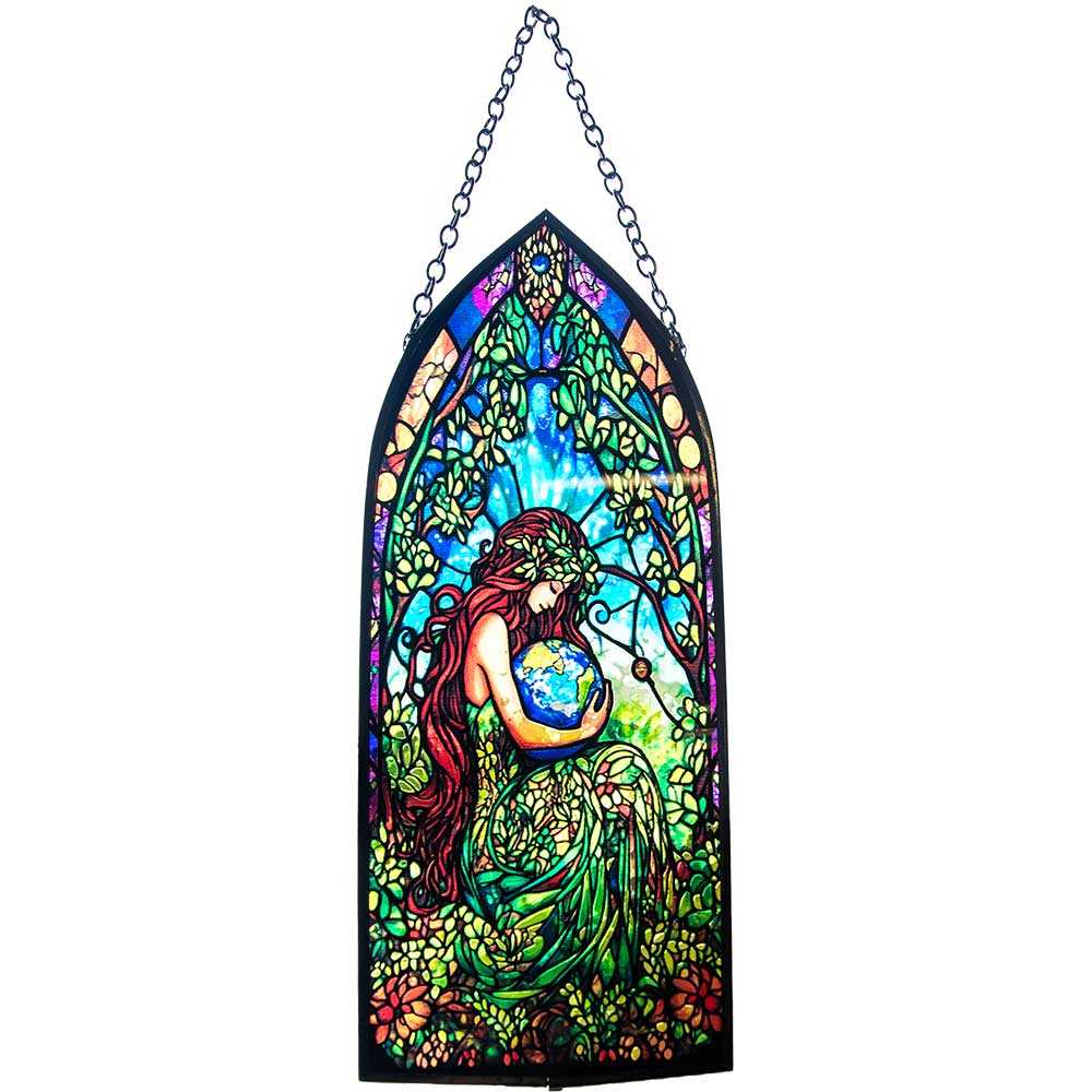 VERRE-CAPTEUR SOLEIL CATHEDRALE-DEESSE DE LA TERRE 8″H