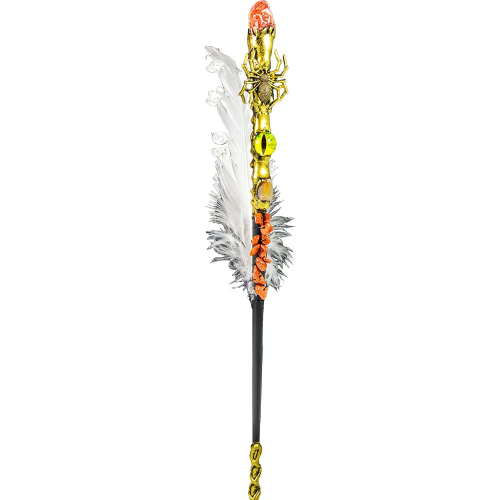 BAGUETTE MAGIQUE OEIL DRAGON JAUNE & ARAIGNEE 12.5″L