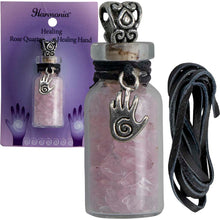 Charger l&#39;image dans la galerie, COLLIER BOUTEILLE AVEC QUARTZ ROSE ET MAIN GUERISON
