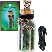 Charger l&#39;image dans la galerie, COLLIER BOUTEILLE AVEC PEPITES AVENTURINE ET LIBELLULE
