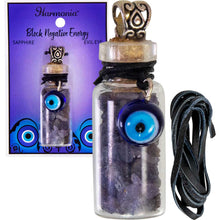 Charger l&#39;image dans la galerie, COLLIER BOUTEILLE AVEC PEPITES SAPHIR et OEIL PROTECTION
