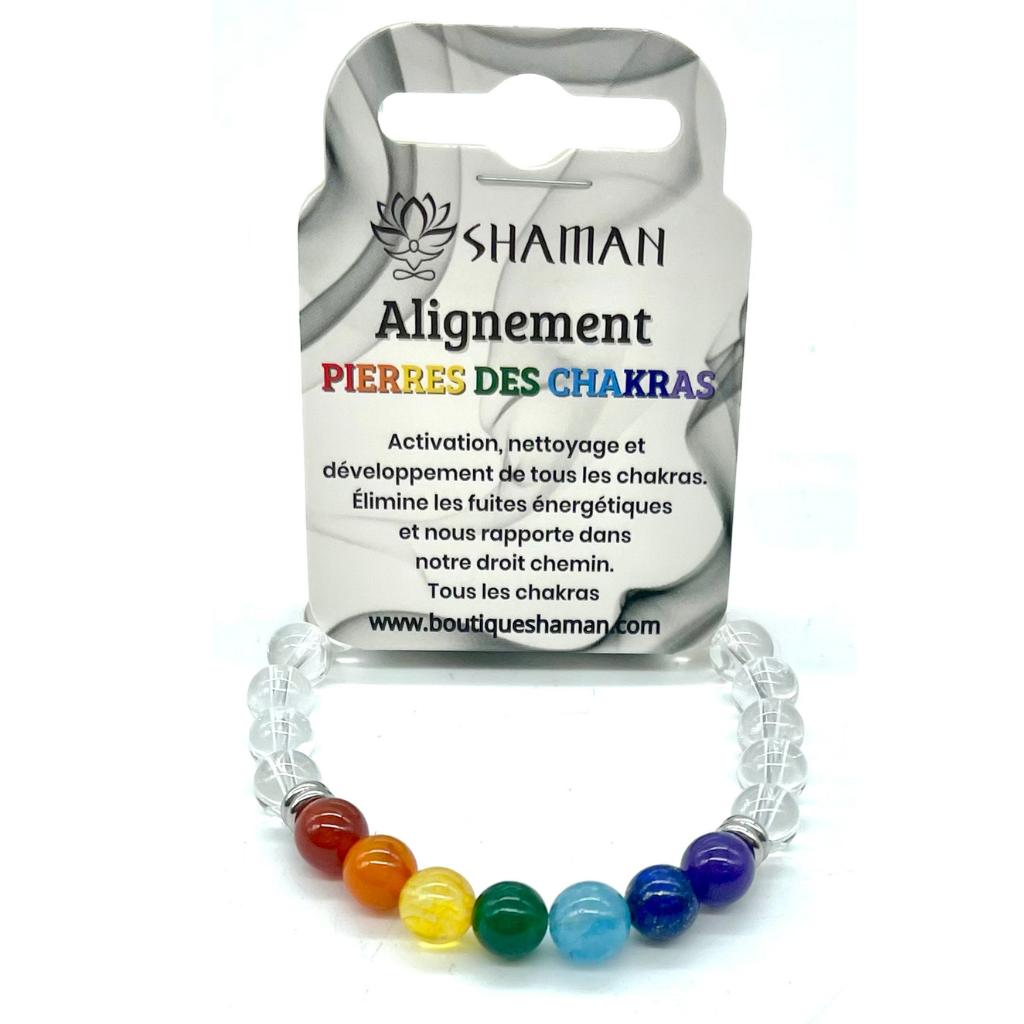 Bracelet de Quartz Clair et Chakras