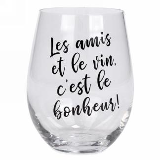 Verre à vin sans pied - Les Amis & le Vin c'est le Bonheur