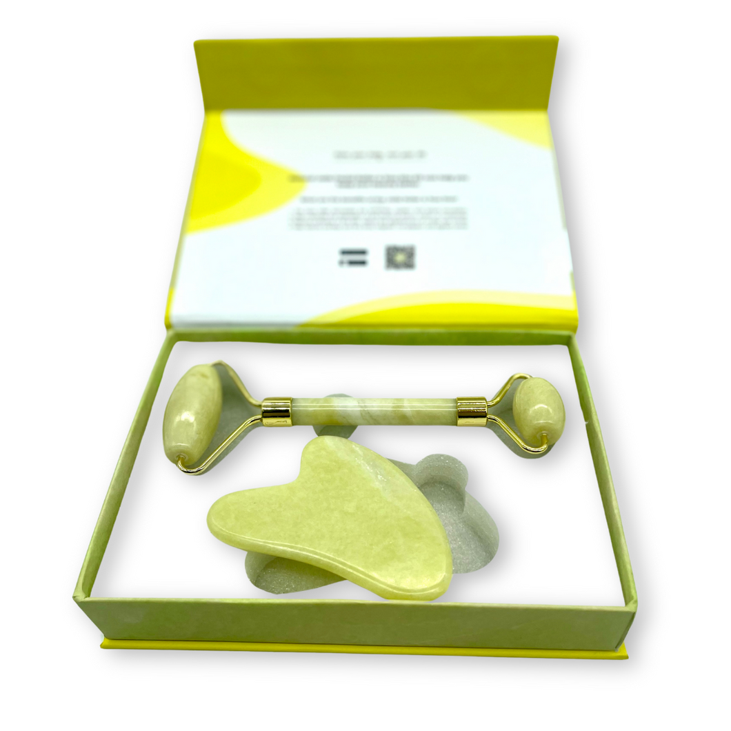 Le Rouleau & Gua Sha en Jade Jaune