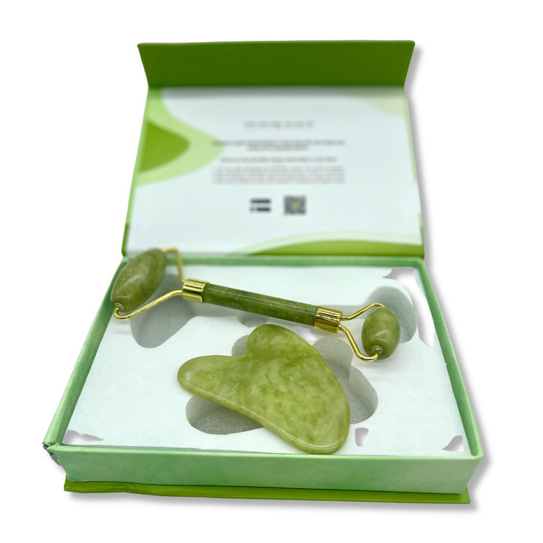 Le Rouleau & Gua Sha en Jade Olive